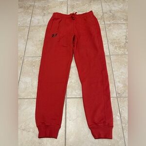 UA Boys Rival Fleece Joggers Under Armor Training Pants, Size: YLG, Red - NEW